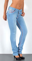 ESRA Damen Jeans Jeanshose Damen Hose Straight Leg Dicke Naht Jeanshosen Damenjeans bis große Größen J755