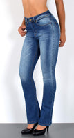 ESRA Schlaghose Damen 70er Weite Hose Damen Bootcut Jeans Damen bis Übergröße B700