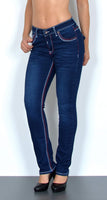 ESRA Damen Jeans Jeanshose Damen Hose Straight Leg Dicke Naht Jeanshosen Damenjeans bis große Größen J755