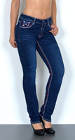 ESRA Damen Jeans Jeanshose Damen Hose Straight Leg Dicke Naht Jeanshosen Damenjeans bis große Größen J755