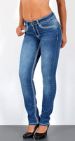 ESRA Damen Jeans Jeanshose Damen Hose Straight Leg Dicke Naht Jeanshosen Damenjeans bis große Größen J755