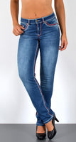 ESRA Damen Jeans Jeanshose Damen Hose Straight Leg Dicke Naht Jeanshosen Damenjeans bis große Größen J755