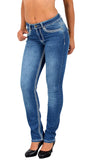 ESRA Damen Jeans Jeanshose Damen Hose Straight Leg Dicke Naht Jeanshosen Damenjeans bis große Größen J755