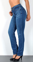 ESRA Damen Jeans Hose High Waist Jeans Damen Straight Leg Hose bis Übergröße G300