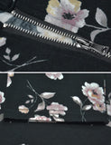 Odosalii Damen Bluse V-Ausschnitt Reißverschluss Langramshirt Floral Elegant Tunika Top
