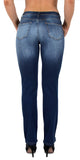 ESRA Damen Jeans Hose Damen Jeanshose gerader Schnitt Straight-Fit Jeans Damen High Waist bis Übergröße Große Größen G600