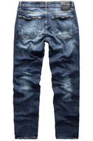 REPUBLIX Herren Jeans Regular Straight Fit Denim Hose Destroyed Dunkelblau (Patches) W36/L30