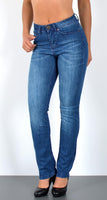 ESRA Damen Straight Fit Jeans Hose Damen Jeanshose Stretch gerader Schnitt Jeans Damen High Waist Damen Jeans Straight Jeans Damen Stretch bis Übergröße Jeans Große Größe G800