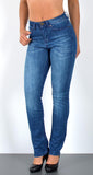 ESRA Damen Straight Fit Jeans Hose Damen Jeanshose Stretch gerader Schnitt Jeans Damen High Waist Damen Jeans Straight Jeans Damen Stretch bis Übergröße Jeans Große Größe G800