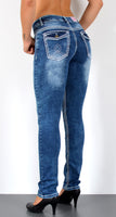 ESRA Damen Jeans Jeanshose Damen Hose Straight Leg Dicke Naht Jeanshosen Damenjeans bis große Größen J755