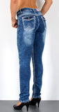 ESRA Damen Jeans Jeanshose Damen Hose Straight Leg Dicke Naht Jeanshosen Damenjeans bis große Größen J755