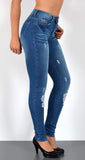 ESRA Damen Jeans Jeanshose Damen Skinny High Waist Hochbund Hose bis Übergröße S300