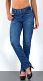 ESRA Damen Jeans Hose High Waist Jeans Damen Straight Leg Hose bis Übergröße G300