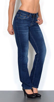 ESRA Damen Jeans Hose Damen Jeanshose gerader Schnitt Straight-Fit Jeans Damen High Waist bis Übergröße Große Größen G600