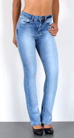 ESRA Jeans Damen Bootcut Jeans Damen Stretch High Waist Hose Damen bis Übergröße B700