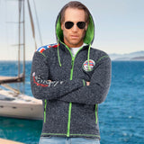 Nebulus Herren Fleecejacke NORSKA, warme Fleece Jacke, mit langem Full-Zip Reißverschluss, Navy meliert - XXL