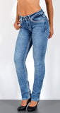 ESRA Damen Jeans Jeanshose Damen Hose Straight Leg Dicke Naht Jeanshosen Damenjeans bis große Größen J755