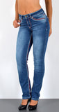 ESRA Damen Jeans Jeanshose Damen Hose Straight Leg Dicke Naht Jeanshosen Damenjeans bis große Größen J755