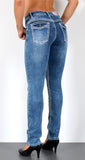 ESRA Damen Jeans Jeanshose Damen Hose Straight Leg Dicke Naht Jeanshosen Damenjeans bis große Größen J755