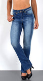 ESRA Schlaghose Damen 70er Weite Hose Damen Bootcut Jeans Damen bis Übergröße B700