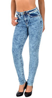 ESRA Damen Jeans Jeanshose Damen Skinny Jeanshosen Pushup Hose bis Übergröße S900