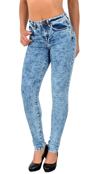 ESRA Damen Jeans Jeanshose Damen Skinny Jeanshosen Pushup Hose bis Übergröße S900