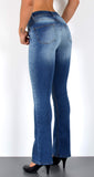 ESRA Schlaghose Damen 70er Weite Hose Damen Bootcut Jeans Damen bis Übergröße B700