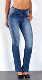 ESRA Schlaghose Damen 70er Weite Hose Damen Bootcut Jeans Damen bis Übergröße B700