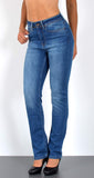 ESRA Damen Straight Fit Jeans Hose Damen Jeanshose gerader Schnitt bis Übergröße G700