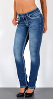 ESRA Damen Jeans Jeanshose Damen Hose Straight Leg Dicke Naht Jeanshosen Damenjeans bis große Größen J755