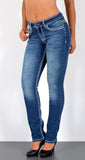 ESRA Damen Jeans Jeanshose Damen Hose Straight Leg Dicke Naht Jeanshosen Damenjeans bis große Größen J755