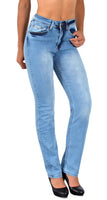 ESRA Damen Straight Fit Jeans Hose Damen Jeanshose gerader Schnitt bis Übergröße G700