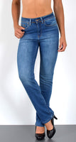 ESRA Damen Straight Fit Jeans Hose Damen Jeanshose gerader Schnitt bis Übergröße G700