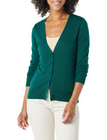 Amazon Essentials Damen Leichter Cardigan mit V-Ausschnitt (in Übergröße erhältlich), Dunkelgrün, XXL