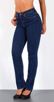 ESRA Damen Straight Fit Jeans Hose Damen Jeanshose gerader Schnitt bis Übergröße G700