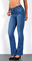 ESRA Bootcut Jeans Damen High Waist Damen Jeans Bootcut Stretch Jeans Damen Flared Schlaghose Wide Leg Jeans Bootcut Damen Weite Hose Jeanshose bis Plus Size B100