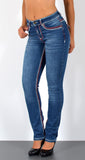 ESRA Damen Jeans Jeanshose Damen Hose Straight Leg Dicke Naht Jeanshosen Damenjeans bis große Größen J755