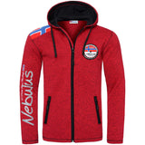 Nebulus Herren Fleecejacke NORSKA, warme Fleece Jacke, mit langem Full-Zip Reißverschluss, rot meliert - XXL