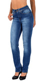 ESRA Damen Straight Fit Jeans Hose Damen Jeanshose gerader Schnitt bis Übergröße G700