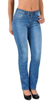 ESRA Damen Jeans Hose Damen Jeanshose gerader Schnitt Straight-Fit Jeans Damen High Waist bis Übergröße Große Größen G600