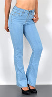 ESRA Bootcut Jeans Damen High Waist Damen Jeans Bootcut Stretch Jeans Damen Flared Schlaghose Wide Leg Jeans Bootcut Damen Weite Hose Jeanshose bis Plus Size B100