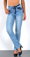 ESRA Damen Straight Fit Jeans Hose Damen Jeanshose gerader Schnitt bis Übergröße G700