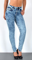 ESRA Damen Jeans Jeanshose Damen Skinny Jeanshosen Pushup Hose bis Übergröße S900