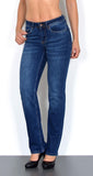 ESRA Damen Jeans Hose Damen Jeanshose gerader Schnitt Straight-Fit Jeans Damen High Waist bis Übergröße Große Größen G600