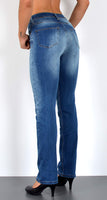 ESRA Damen Straight Fit Jeans Hose Damen Jeanshose gerader Schnitt bis Übergröße G700