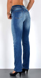 ESRA Damen Straight Fit Jeans Hose Damen Jeanshose gerader Schnitt bis Übergröße G700