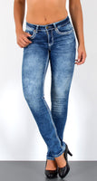 ESRA Damen Jeans Jeanshose Damen Hose Straight Leg Dicke Naht Jeanshosen Damenjeans bis große Größen J755