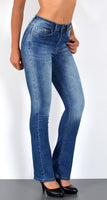 ESRA Schlaghose Damen 70er Weite Hose Damen Bootcut Jeans Damen bis Übergröße B700