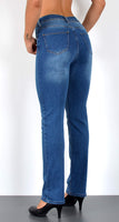 ESRA Damen Straight Fit Jeans Hose Damen Jeanshose gerader Schnitt bis Übergröße G700