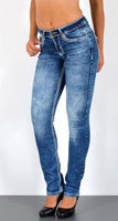 ESRA Damen Jeans Jeanshose Damen Hose Straight Leg Dicke Naht Jeanshosen Damenjeans bis große Größen J755